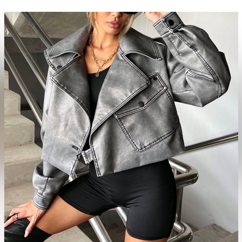Washed leather jacket/coat - Picture 1 of 6